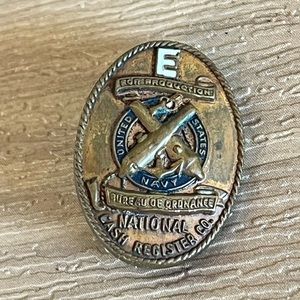 Vintage WW2 US Navy E Production Service Soldier Award Label Pin 1940s era Rare